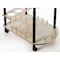 Fabulaxe Wood Serving Bar Cart Tea Trolley with 2 Tier Shelves and Rolling Wheels, Gold, Black and White QI003776.WT - alternate 2